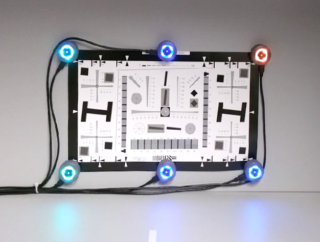 Test chart with light sensors